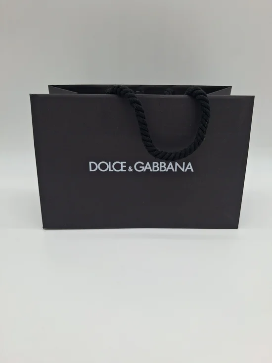 DOLCE & GABBANA Black Luxury Shopping Gift Bag White Logo Rope Handles EUC