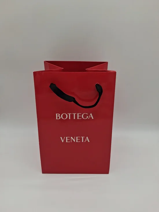 BOTTEGA VENETA Red Luxury Shopping Gift Bag Black Handles Designer Packaging