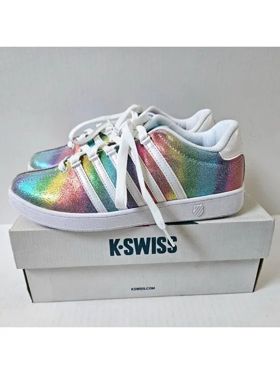 K Swiss Classic VN Varsity Rainbow Pride Sneakers Girls Youth 7 Womens 8.5 NEW