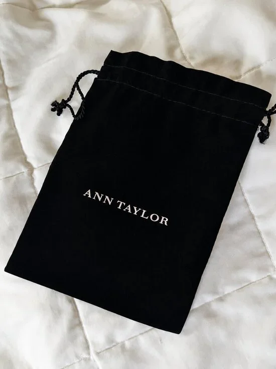 Ann Taylor Black Velveteen Drawstring Jewelry Dust Bag for Gift Giving Storage