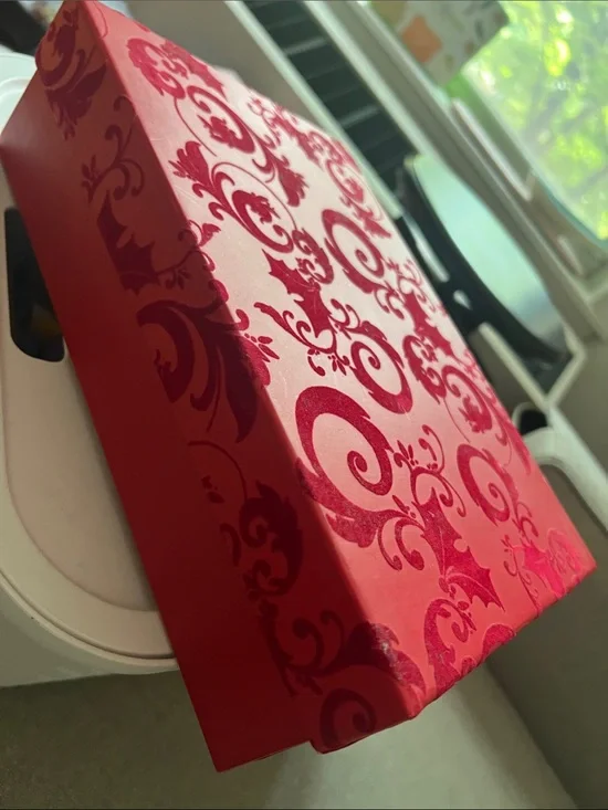 Red Vintage Decorative Gift Box with Swirl Pattern - Party Supplies