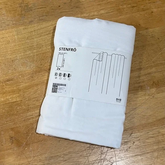 IKEA STENFRÖ White‎ Curtains 2 Panels 57x98 Modern Minimalist 905.948.55 NEW