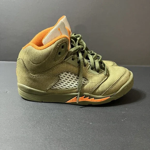 Nike Air Jordan 5 Retro Olive Army-Solar Orange Kids 440889-308 Youth Size 1Y