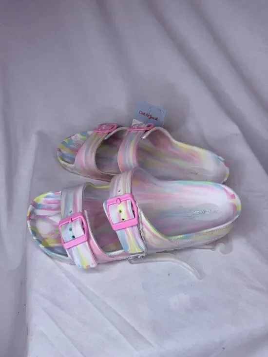 Cat & Jack Kids Noa EVA Cushioned Footbed Slide Sandals Multicolor Size 3, NWT