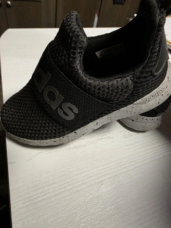 adidas Kids Black Mesh Slip-On Sneakers with Speckled White Sole