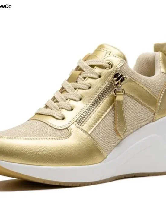 Wedge Sneakers Women Platform Tennis Shoes Breathable Lace-Up Comfort