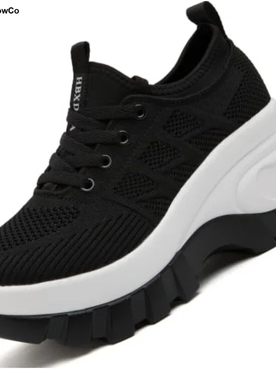 Women's Chunky Platform Wedge Walking Shoes Orthopedic Knit Sneakers