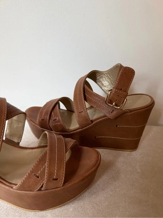 Stuart Weitzman Brown Platform Wedge Sandals - Women