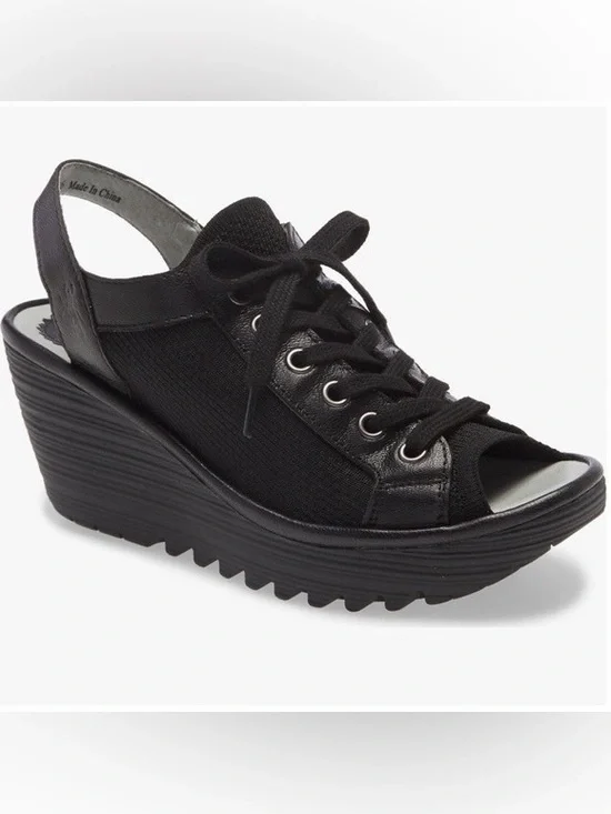 Fly London Yedu Lace Up Wedge Sandals Size EU 39