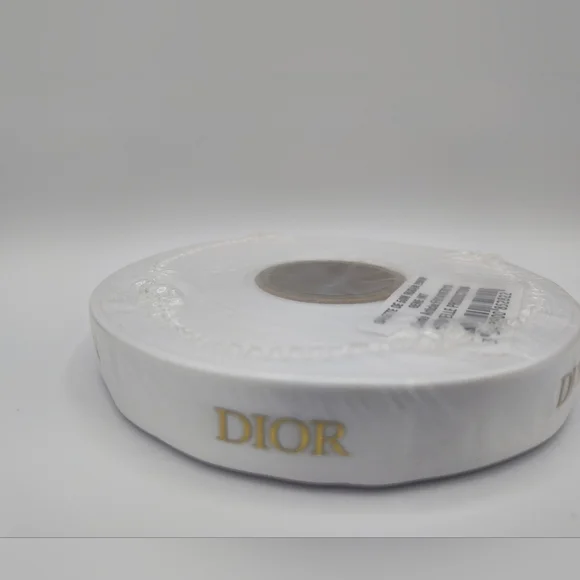DIOR White Satin Ribbon Six (6) Yards Gold Logo Luxury Boutique Gifting DIY