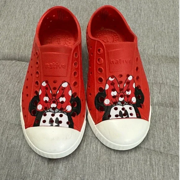 Native Jefferson Disney Minnie Mouse Red Slip On Shoes Toddler Kids Sneaker C9