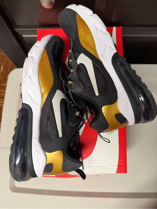 Nike Kids' Black & Gold Air Max-Style Athletic Sneakers