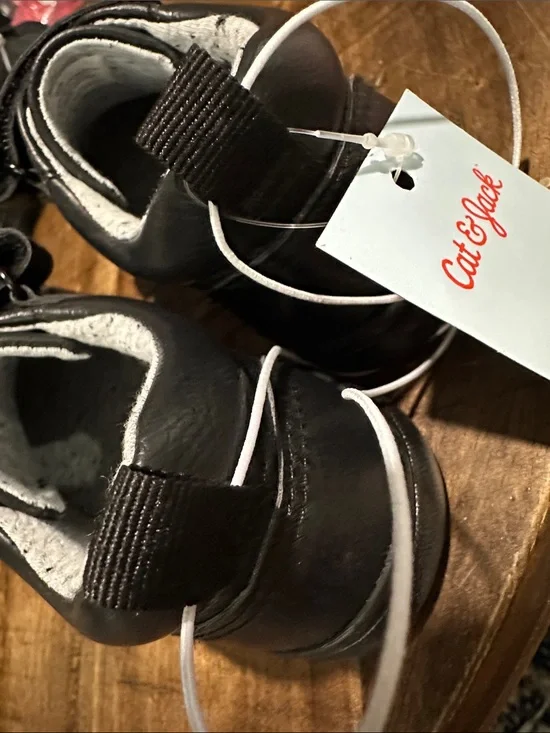 NWT Dino Cat & Jack Black Double-Strap Kids Sneakers