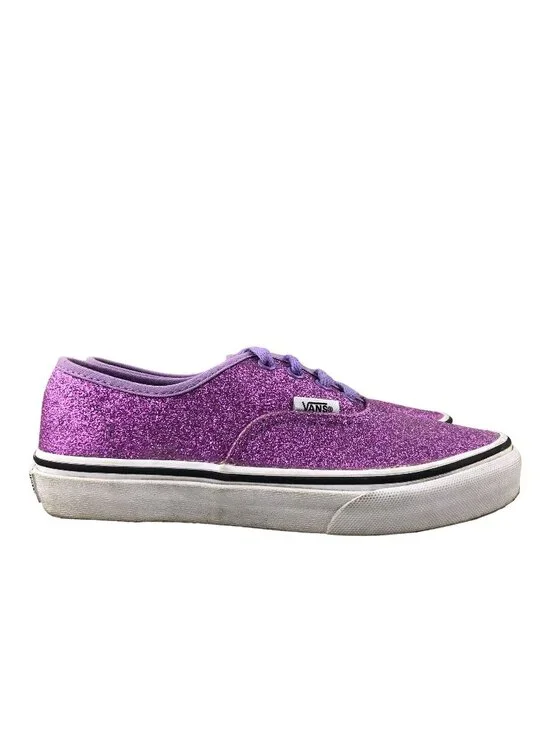 Vans Kids Size 3 Purple Glitter Closed Toe Lace-Up Skate Shoes Casual Sneakers
