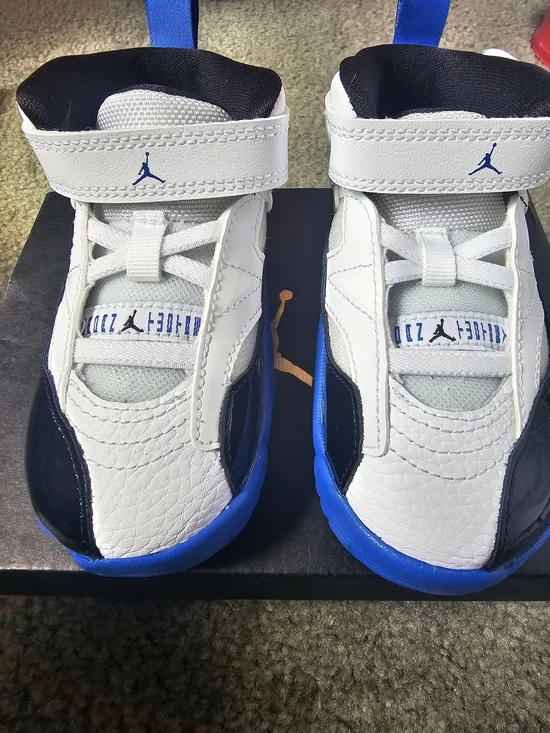 Jordan Kids' White & Blue Basketball Shoes