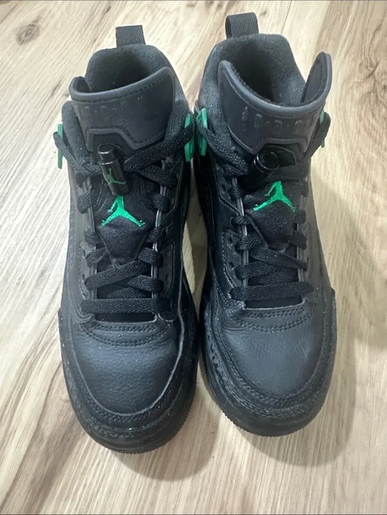 Jordan Kids Black and Green High-Top Sneakers