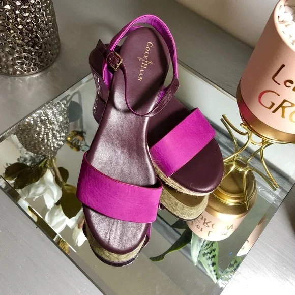 Colé haan purple wedge sandals size 7.B