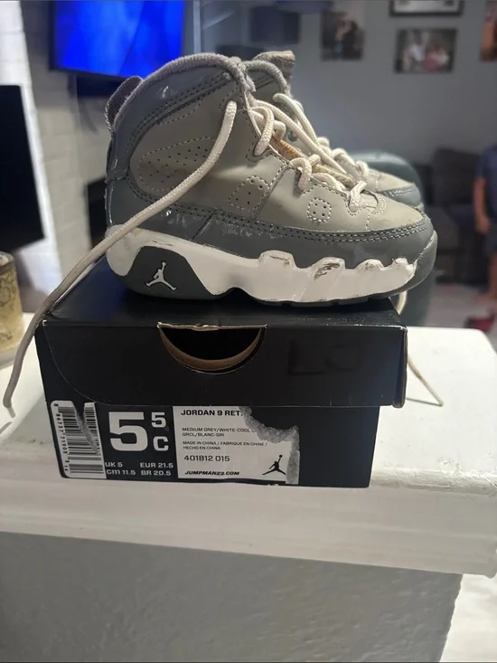 Jordan Kids Grey and White High-Top Sneaker