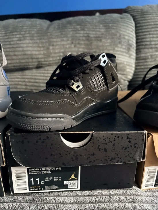 Jordan Little Kids' Black Retro 4 Sneaker