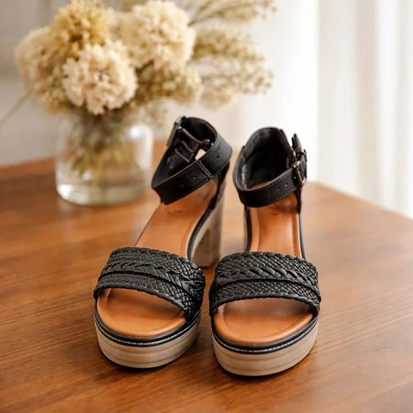 Black tall wedge