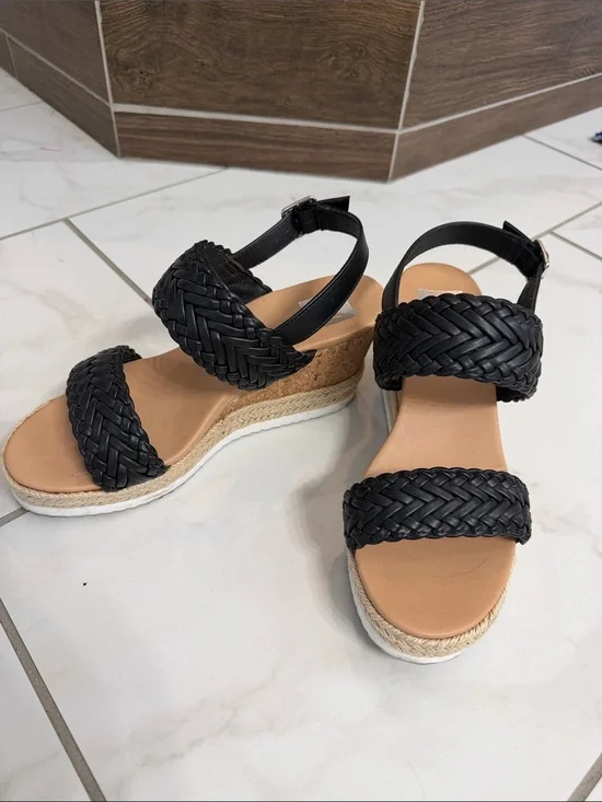 DV by Dolce Vita Black Braided Espadrille Wedge Sandals