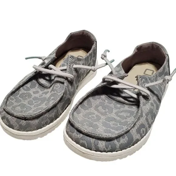 Hey Dude Wendy Youth Girls‎ Sz 12 Cat Eye Grey Shoes Slip On Kids