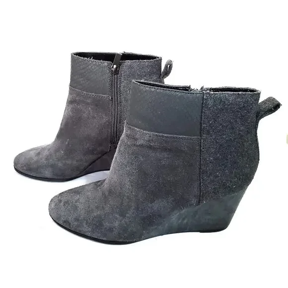 Tahari | Sutton Mixed Media Leather Suede Wedge Booties