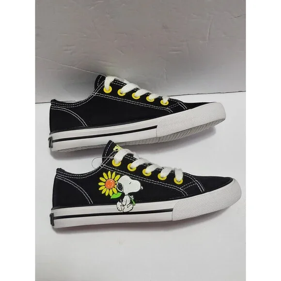 Peanuts Snoopy Black Canvas Lace-Up Children's Shoes Size 12 M