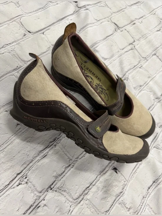 Merrell Plaza Bandeau Dark Taupe Mary Jean Shoes Size 9.5 Women’s GorpCore Wedge
