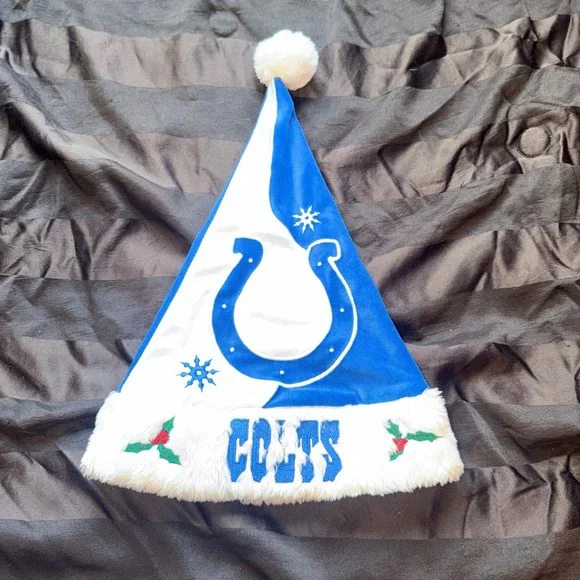 NFL Indianapolis Colts Santa Hat Unisex OS Blue White Christmas Holiday Festive