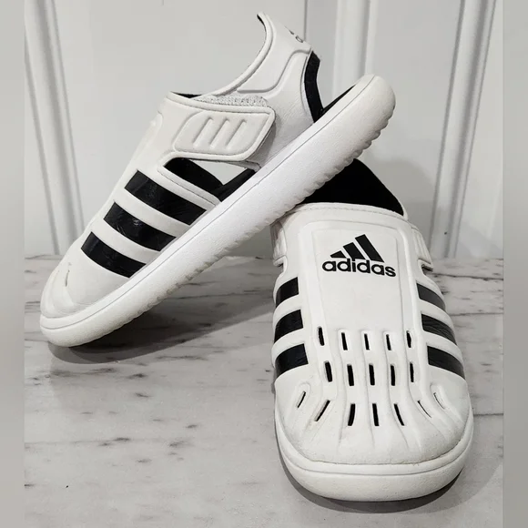 Adidas white black water shoes kid's size 1