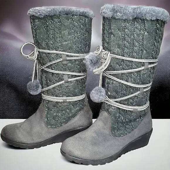 Justia Gray metallic Silver Lined Calf Boots