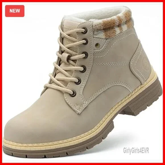 Women's Waterproof Hiking Boots, Faux Fur Lined, Slip Resistant, Size 6