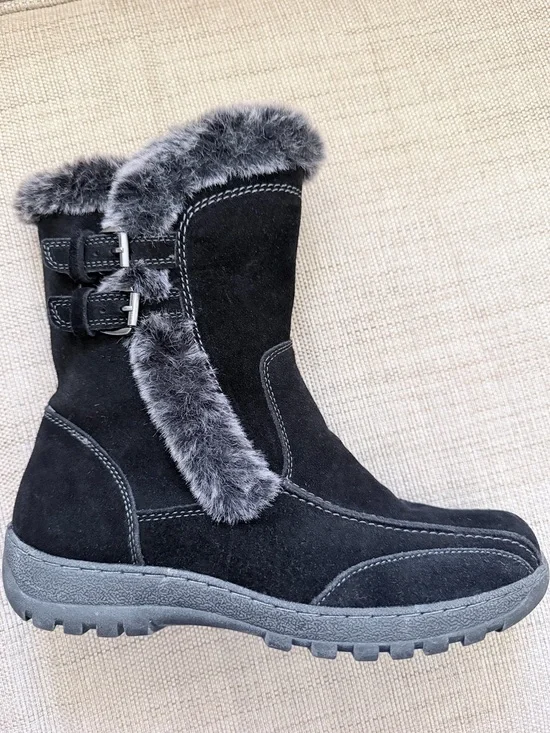 Spring Step Achieve Suede Faux Fur Mid-Calf Boots Water Resistant EU 38 US 7.5-8