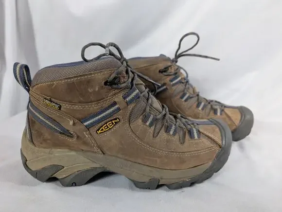 KEEN Targhee II Mid Waterproof Womens 9.5 Brown Leather Hiking Boots 5217-SBFS
