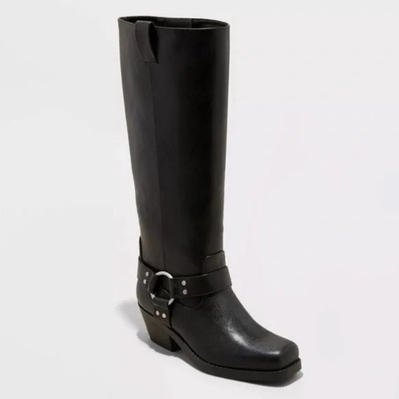 Universal Thread Women's Oakley Harness Boots with Memory Foam Insole Black 6