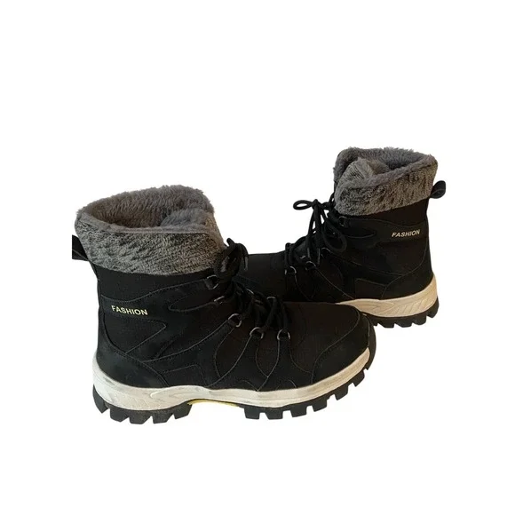 Fashion Boots Black Sz 9.5 Winter Faux‎ Fur