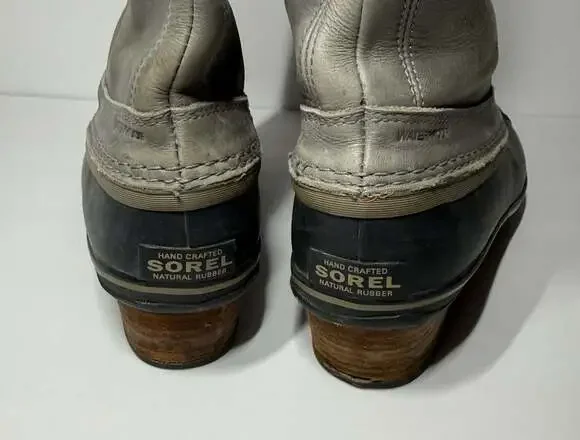 Sorel Slimpack Tall II Riding Waterproof Leather Winter Duck Boots Gray Black