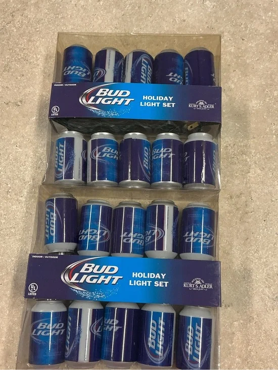 Kurt Adler Bud Light Can String Light Set 2 Boxes 2014 Novelty Christmas Lights