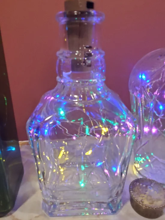 Clear Glass LED Fairy Light Bottle - Multicolor String Lights