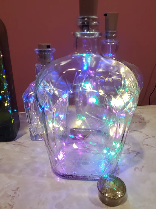 Glass LED Bottle Decor with Multi-Color Lights - Home Party Supplies