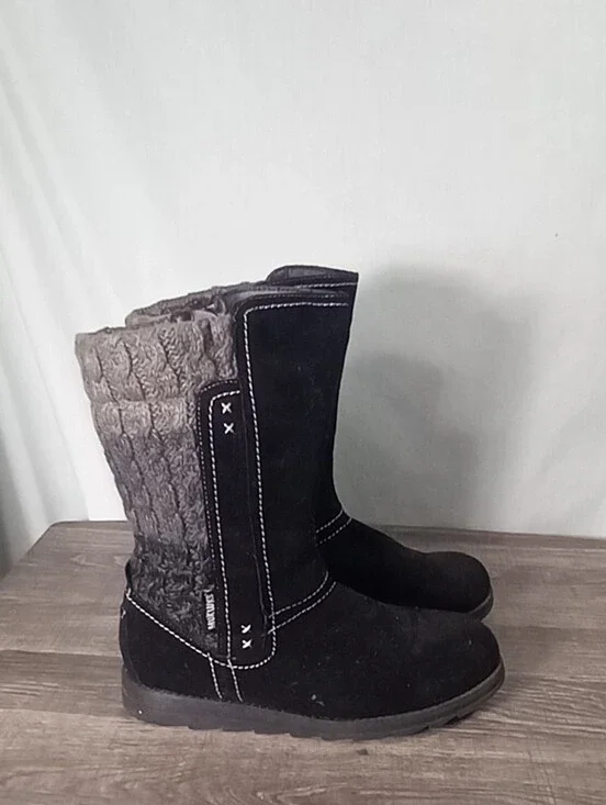 Muk Luks Black Gray Stacey Mid Calf Boots Size 9
