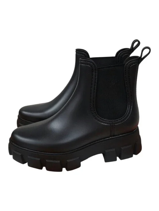 TERMIYFUL Chunky Black Chelsea Rain Boots 10 NEW