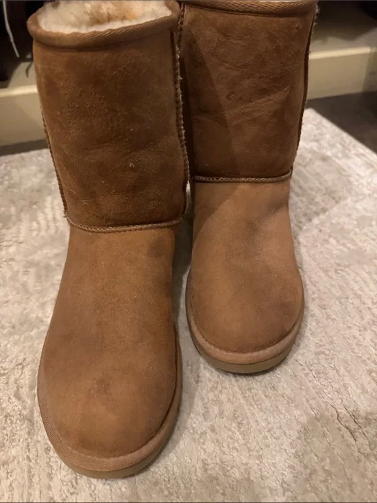 UGG Chestnut Brown Suede Shearling Mid-Calf Boots