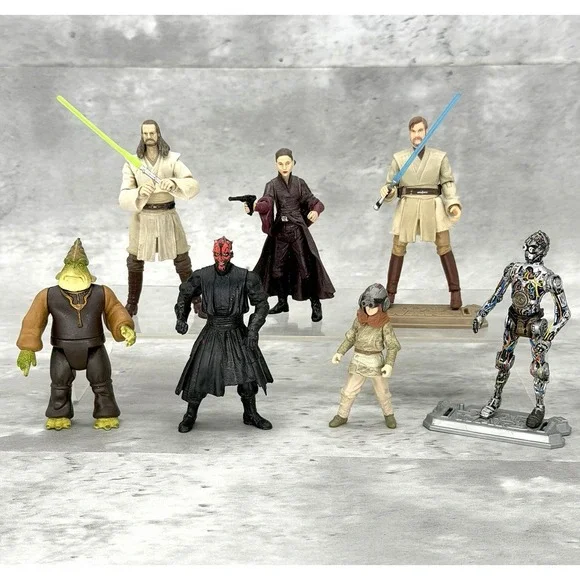 Star Wars Figure Lot Of 7 Phantom Menace Ep 1 Darth Maul Anakin Padmé Boss Nass
