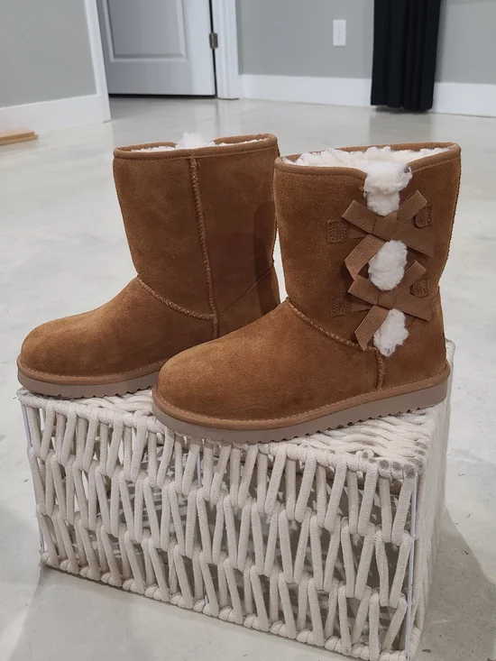 Koolaburra By UGG - Chestnut Suede  with Fur Trim and Side B