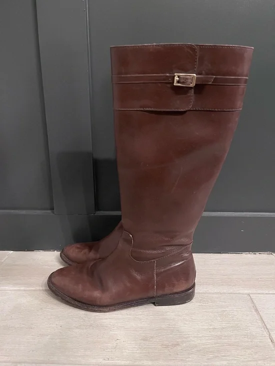 Banana Republic Tall Brown Leather Riding Boots with Buckle