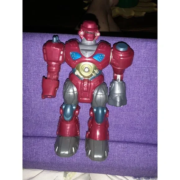 Robot Action Figure Red‎ Metallic Articulated Kids Toy Collectible