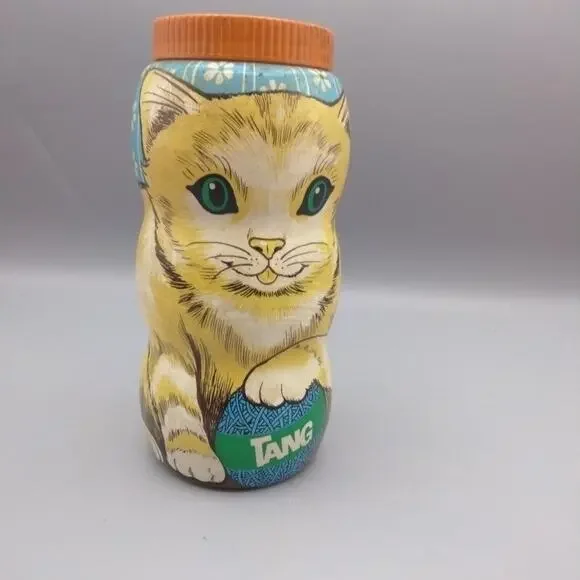 Vintage TANG Coin Piggy Bank Cute Kitty Cat Kitten Pet Plastic Container 7