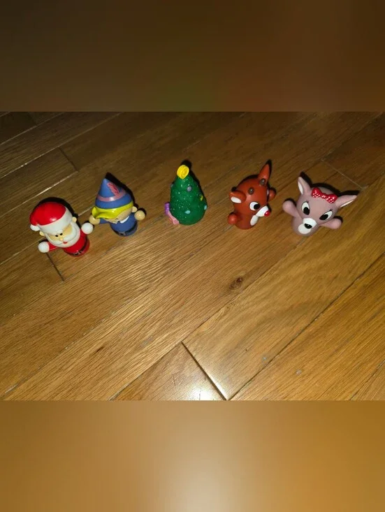 VINTAGE 5PC RUDOLPH RED NOSED REINDEER & Little People Christmas Tree NO SEPARA